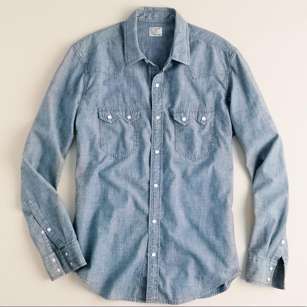 J.CREW Western Chambray button down w Pearl button